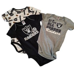 NFL Las Vegas Raiders Infant Bodysuit Trio  Black Gray Cream NWT